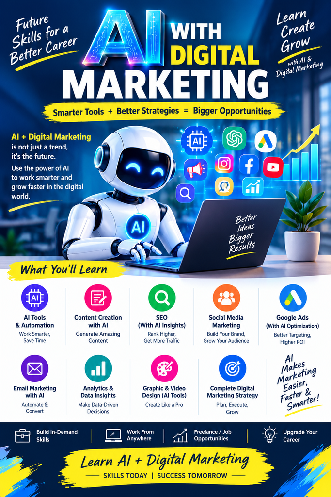 Ai With Digital Marketing AI Powered Digital Marketing Skills Poster